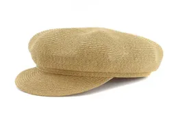 2019 Trendy Women Paper Słomka Newsboy Caps Wiosna Lato Outdoor Sun Ochrony Cap Lady Oddychający ośmioboczny czapkę Visor Sunhat7354462