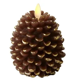 KSPERWAY LED Pine Cone Candles 35 x 4無香料バッテリー操作フレームレスキャンドルとタイマーブラウンT2006013394156