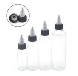 50pcs 30ml 60ml 100ml 120ml in plastica tatuaggio vuoto top bottiglia nero berretto nero trasparente Accessori per tatuaggi in bottiglia trasparente T206554722