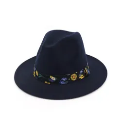 Unisex Flat Brim Wool Feel Jazz Fedora Hats Trilby Ribbon Decor Men Women Carnival Party Formal Hat Panama Gambler Hat4864048