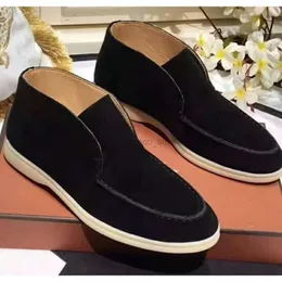 مخملية الجلود أحذية غير رسمية رفاهية Loro Walk Boots LP مصمم نسائي شقق في الكاحل الحذاء mocassin بالإضافة