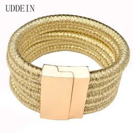 Pulseira de fivela de ímã uddein para mulheres feitas artesanais com várias camadas de charme de charme de largura Jewellry Big Bands Bracelets vintage 240430