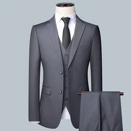 2024 Boutique Mens Fashion Business Blazer Weste Hosen Gentlemans Hochzeit lässig professioneller Anzug 3 Stück S-5xl 240423