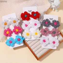 Accessori per capelli 6 pezzi/set di ragazze peli floreali lana in lana a maglia a mano all'uncinetta piccoli gonfiori