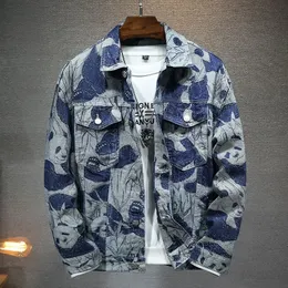 Marca da moda chinesa de primavera e outono panda jaqueta jeans de jeans coreana 240415