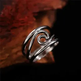 Band Rings New Fashion Silver Wide Ring Metal Style Simple Edition Accessories Ol Jewelry Q240429