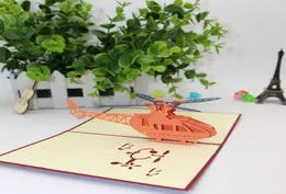 Stereo Helikopter Postcard Rzeźbianie 3D wyskakujące kartki z życzeniami do zagłębienia Karta zaproszenia urodzinowego Dust Design 3 9me BB4872158