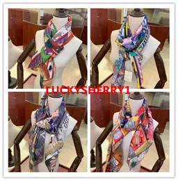 B02HE 4 colors Original package New classic color 3d print SQUIRE Scarves100 Top grade real silk size 140x140cm 7782368