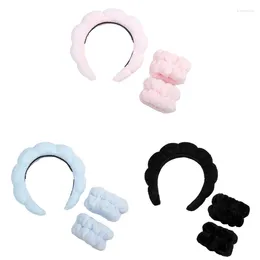 Spa scrunchies de pulseira de faixa para a cabeça para lavar a pulseira com maquiagem acolchoada de esponja