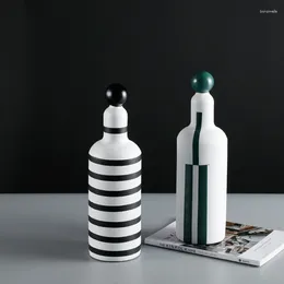 Estatuetas decorativas decoração doméstica ornamentos domésticos para modelos casas modernas simples listrada resina de garrafa de vinhos moda de luxo para desktop