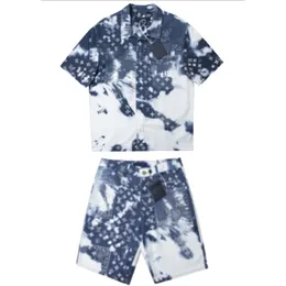 24ss Heavy Made Oversize Paris Beach Allover Bandanna Print Denim Casual Shirts Summer Streetwear T shirt Short Sleeve Tshirt Shorts Sets Suit Sold Separately 0430