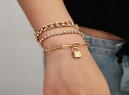 3pcsset hip hop tıknaz kalın Miami Curb Küba Bilezikler Bangles Punk Metal ED Halat Zincir Bileklik Takı Hediye Bangle2053050