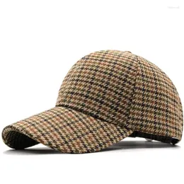 Caps de bola Brown Houndstooth Baseball para homens Verão British Style Plaid Women Cap Brand Bone Trucker Hat Casquette Homme