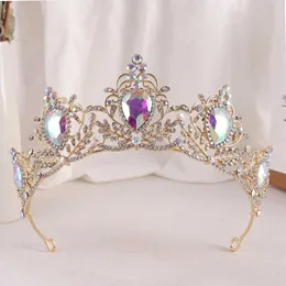 Tiaras Baroque 9 Colors Crystal Beads Tiara Crown For Women Girls Wedding Birthday Party Princess Bridal Queen Hair Accessories