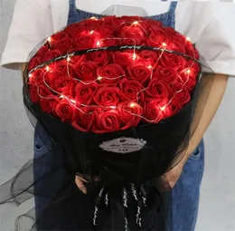 Rose Bouquet Födelsedag med tillstånd Gift till flickvän och flickvän Simulering av falska blommor tvålbox Valentine039S dag T2009036180474