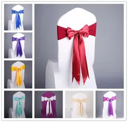 17 Colors Spandex Chair Sashes Laceup Cover Cover Cover Cover Band with Silk Bow for Event Party Wedding Decoration Suppli3290069