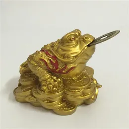 Decorative Figurines Golden Three Legged Toad Statues Feng Shui Lucky Gifts Chinese Buddha Coin Frog Animal Statue Sculptures Home