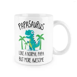 Mugs Cute Raccoon Cup Papasaurus Like A Normal Papa But More Awesome 11oz Ceramic Mug Milk Tea Drinkware Gif Custom 1pc