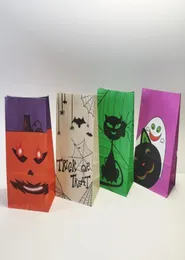 Halloween Candy Bag Wrapping Gift Dres Fours Cute Ghost Dyni Pająk Cat Paper Food Torby imprezowe uprzejm