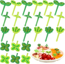 8pcs Obstgabel Zahnstocher Fourleaf Clover Plastikdekoration Lunchbox Bento Food Picks Dessertzubehör 240422