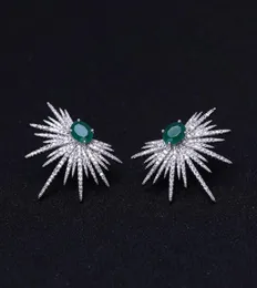 Stud janekelly Punk Style Spike Shape Earring Pave Cubic Zirconia brinco Green stone Sparkly Star Galaxy Earrings Clear 2211072634612