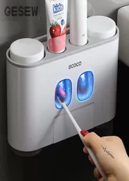 Gesew Magnetic Toothbrush Holder 욕실 자동 치약 디스펜서 벽 페이스트 치약 스퀴터 욕실 액세서리 세트 Y2367736