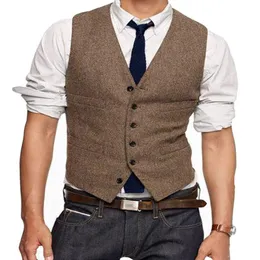 2019 Brown Tweed Vest Wood Filbone Groom Vests Men039s Terno Vests Slim Fit Men039S Vestido Vestido Coloque de Coloque Plus Siz2806833