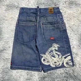 Women's Shorts 2024 Summer Print JNCO Y2K Hip Hop Baggy Denim Gym Mens Womens Vintage Harajuku Gothic Basketball Short Pants