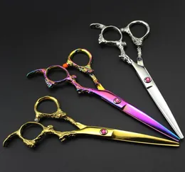 Professional 6 tum Japan 440C Dragon Cut Hair Scissors Cutting Shears Salon Thinning Sissors Barber Makas Frisör SCISSORS257379557