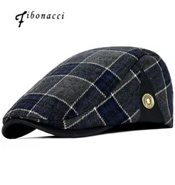Fibonacci高品質のレトロアダルトベレー帽男性ウールの格子縞のキャブビーフラットキャップ帽子for Women039s Newsboy Caps7893536