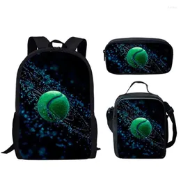 Backpack Trendy Creative Rodty Funny Tennis Ball 3D Impressão 3pcs/Set Pupil School School Laptop Daypack Lunchag Sags Case de lápis