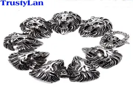 TrustyLan Animal Lion Head Jewelry Accessories Gothic Cool Stainless Steel Mens Bracelets Bangles Rock Punk Bracelet Brazalet C1814789861