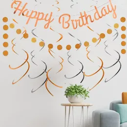 Party Decoration Pre-assembled Decor Glittery Golden Birthday Banner Kit With Circle Dot Garland Hanging Swirls For