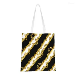 Shopping Bags Greek Ornament Baroque Prints GoldenMeander Meandros VINTAGE Tote Bag Recycling Canvas Grocery Shoulder Shopper