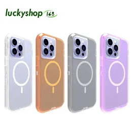 Transparent Clear Defender Heavy Duty Shockproof Mobile Phone Case Cover for iPhone 15 Pro Max for Magsafe 3 in 1 Armored Rugged