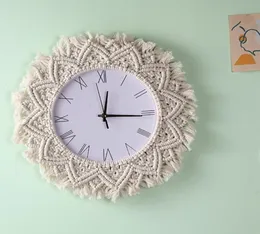 Boho Decor Creative Woven Frame Wall Clock DIY Einfache Design Hanging Watch for Home Decorations Drop Clocks2359512