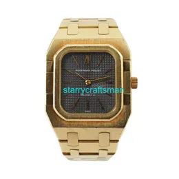 Luksusowe zegarki APS Factory Audemar Pigue Royal Oak Womens 18K Gold Square Bransoletka z lat 80. szare przekąski sth2