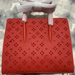 Tasarımcı çanta perçin yüksek kadın el yapımı deri omuz çanta klasik mektup moda esansiyel kırmızı dip çanta crossbody çanta büyük boy çantası kırmızı dipler çanta