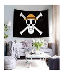 Shaboo Prints Luffy 원피스 Jolly Roger Pirate Flags Banners 3 x 5ft 4 개의 황동 그로밋 55549769