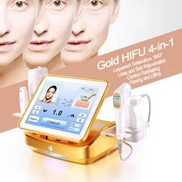 Korea Technology 4in1 Gold HIFU Machine Wrinkle Borttagning 9D HIFU 12 LINES MASKIN 2024 Ansikts- och kroppshud åtstramning av anti-aging-enhet