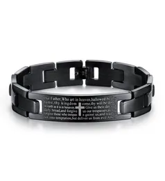 12mm Bracciale di fascino croce di preghiera Black Lord039s in braccialetta croce tag curva in acciaio inossidabile4748258