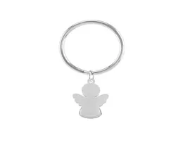 Keychains 100 Stainless Steel Blank Angel Key Rings Charm Chains High Polished Personalised Keyrings Chaveiro Whole 10pcs4555436