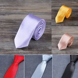 Yay bağları 2 adet dar saten kravat kravat resmi kravat düz renk