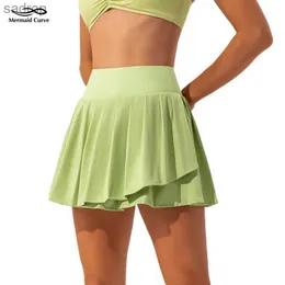 Saias sereia curva primavera verão verão esqui fitness badminton falsa shorts esportivos de 2 peças bolso de bolso correr correndo sprint feminino xw