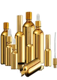 15pcs Garrafas de óleo essencial de vidro dourado VIAL SERUO COSMÉTICO BOOÇÃO DE POMATIMAGEM DE POMATIMENTO DO ATOMIZAÇÃO DO GRANHO DE GRANHO DO GRANHO DE GRANHO DE GRANHO 52030ML 204801016