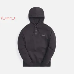 Kith ünlü marka kapüşonlu kazaklar nakış logosu saf pamuk düğmesi yuvarlak boyun gevşek sonbahar ve kış ince uzun kollu gündelik adam hoodie 1932