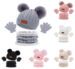 3pcs chapéu de bebê com lenço de malha de malha de inverno Capinho de algodão para crianças menino menina infantil BONNET CHECHF ACESSÓRIOS QUENTES 5809466