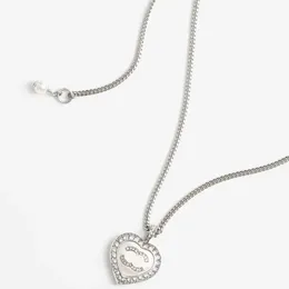 Boutique 925 Silver Plated Necklace Brand Designer Heart Shaped High Quality Pendant Necklace With Shared Quality Diamond Inlay High Quality Necklace Box