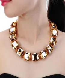 Jerollin Fashion Jewelry Gold Chain 5 Farben Quadratgläser Chunky Choker Statement Bib Halskette für Frauen1368750