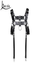 ROCK MEN MASSOMOMOMOMO Punk Leation Harness Stud Rivet Gothado Handmade Bondage Belra Corpo Cinturão de Tóia Correia de ombro Belt2422253